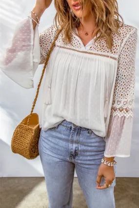 Lace Crochet Hollow Out Swiss Blouse