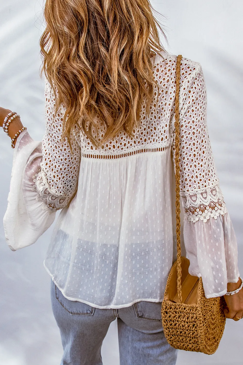 Lace Crochet Hollow Out Swiss Blouse