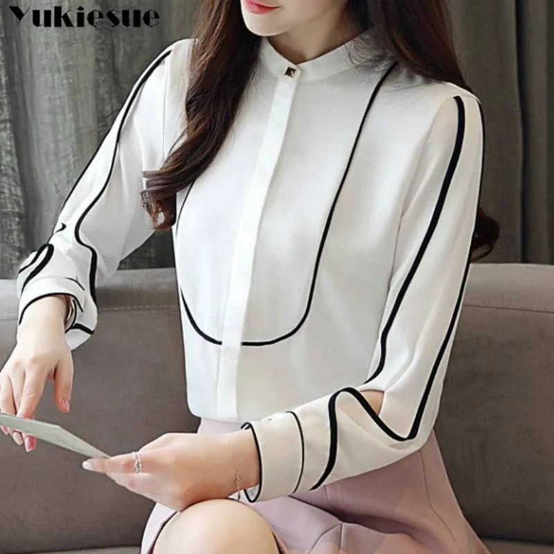 Long Sleeve OL Office Summer Women's Chiffon Blouse - Versatile, & Affordable