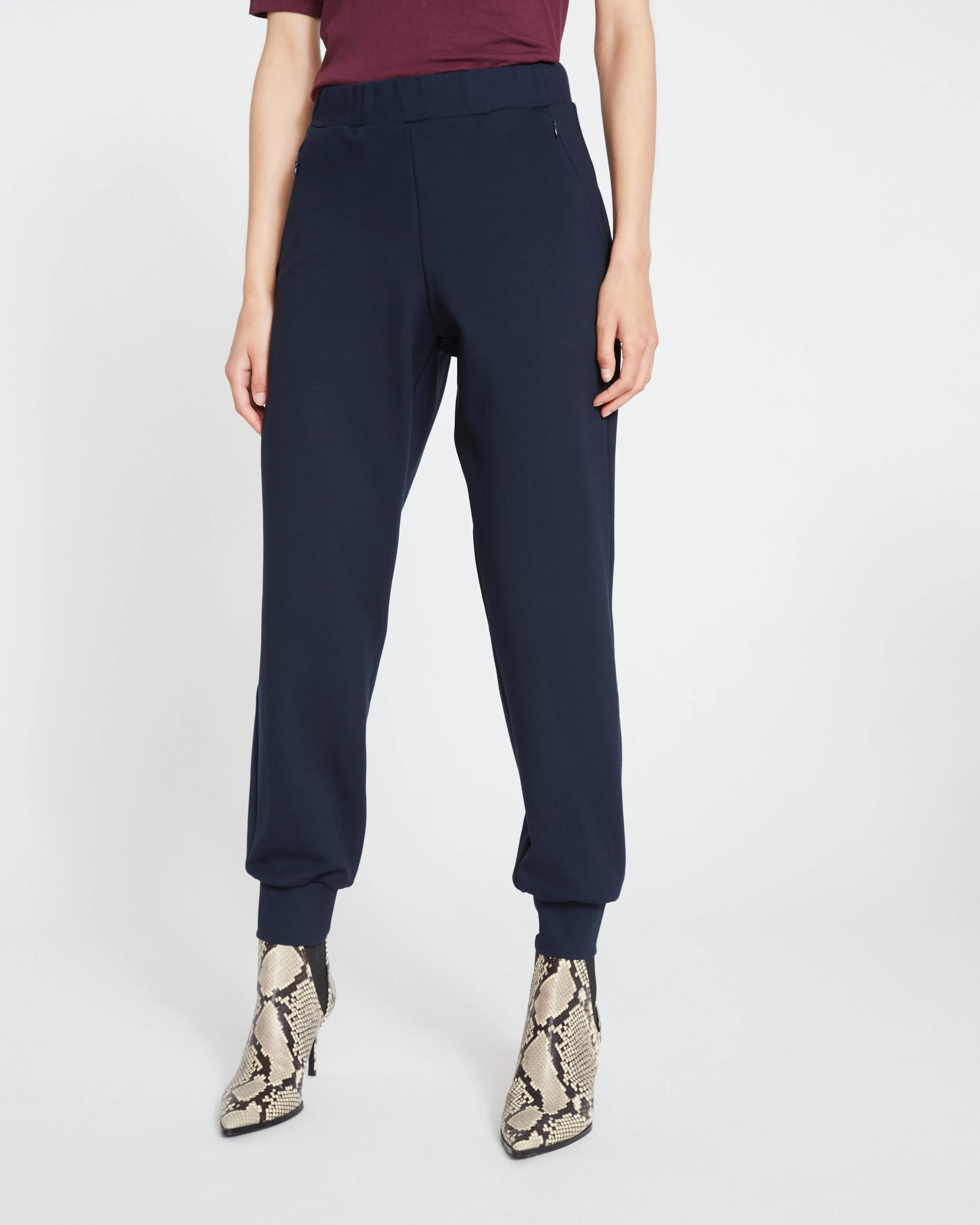 Luxe Laid-Back Ponte Joggers - Navy