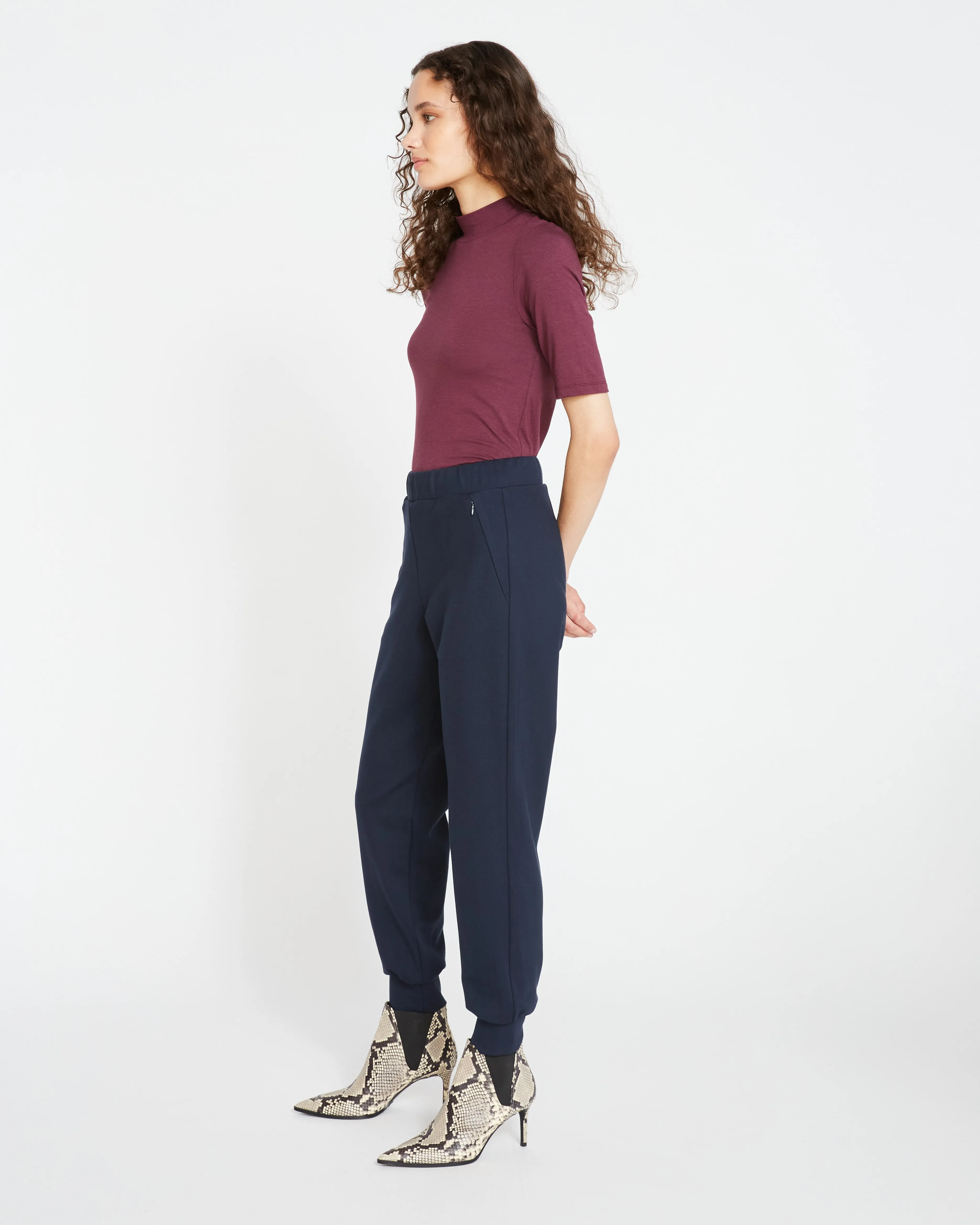 Luxe Laid-Back Ponte Joggers - Navy