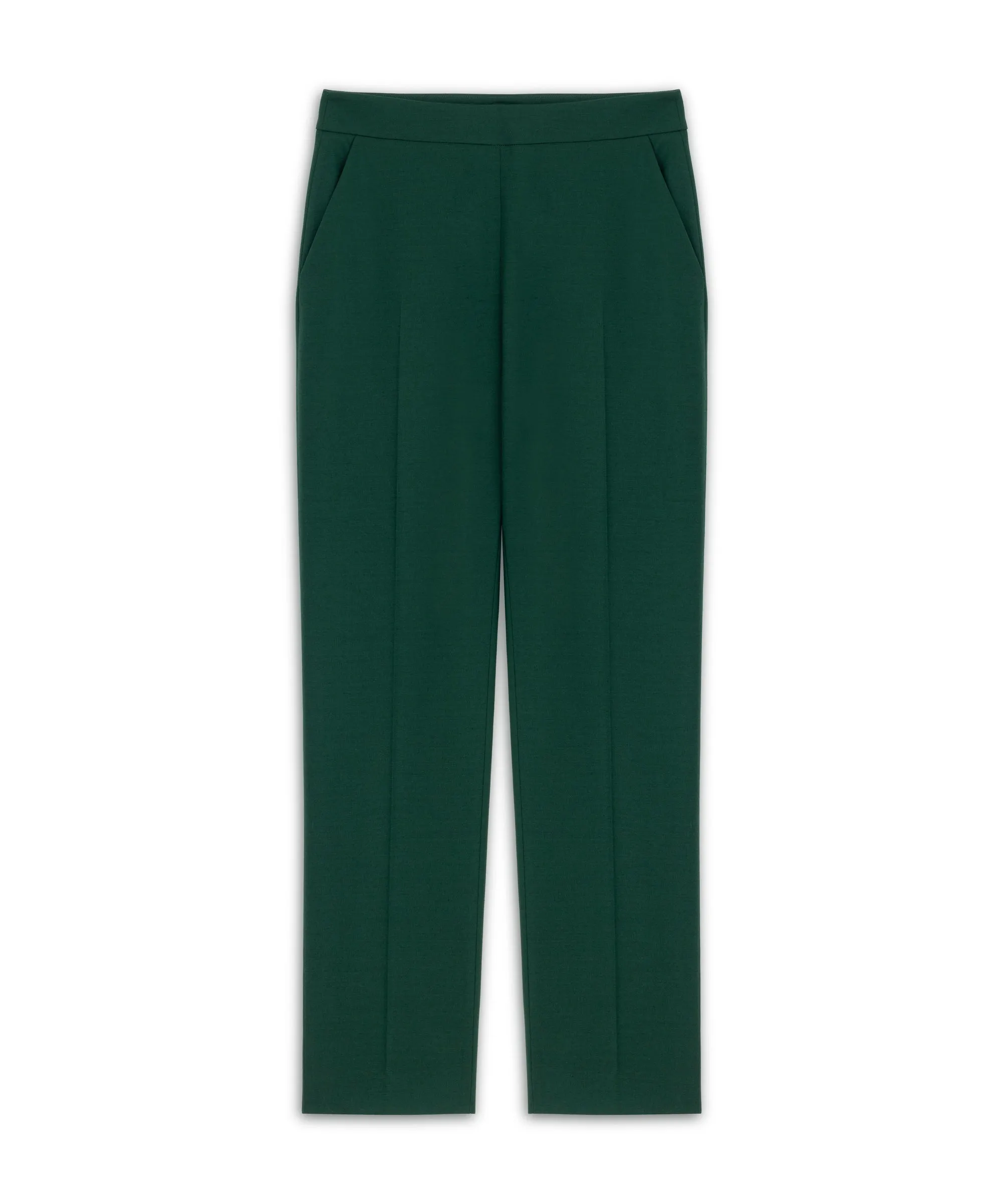 Machka Wool Blend Cigarette Fit Trousers Dark Green