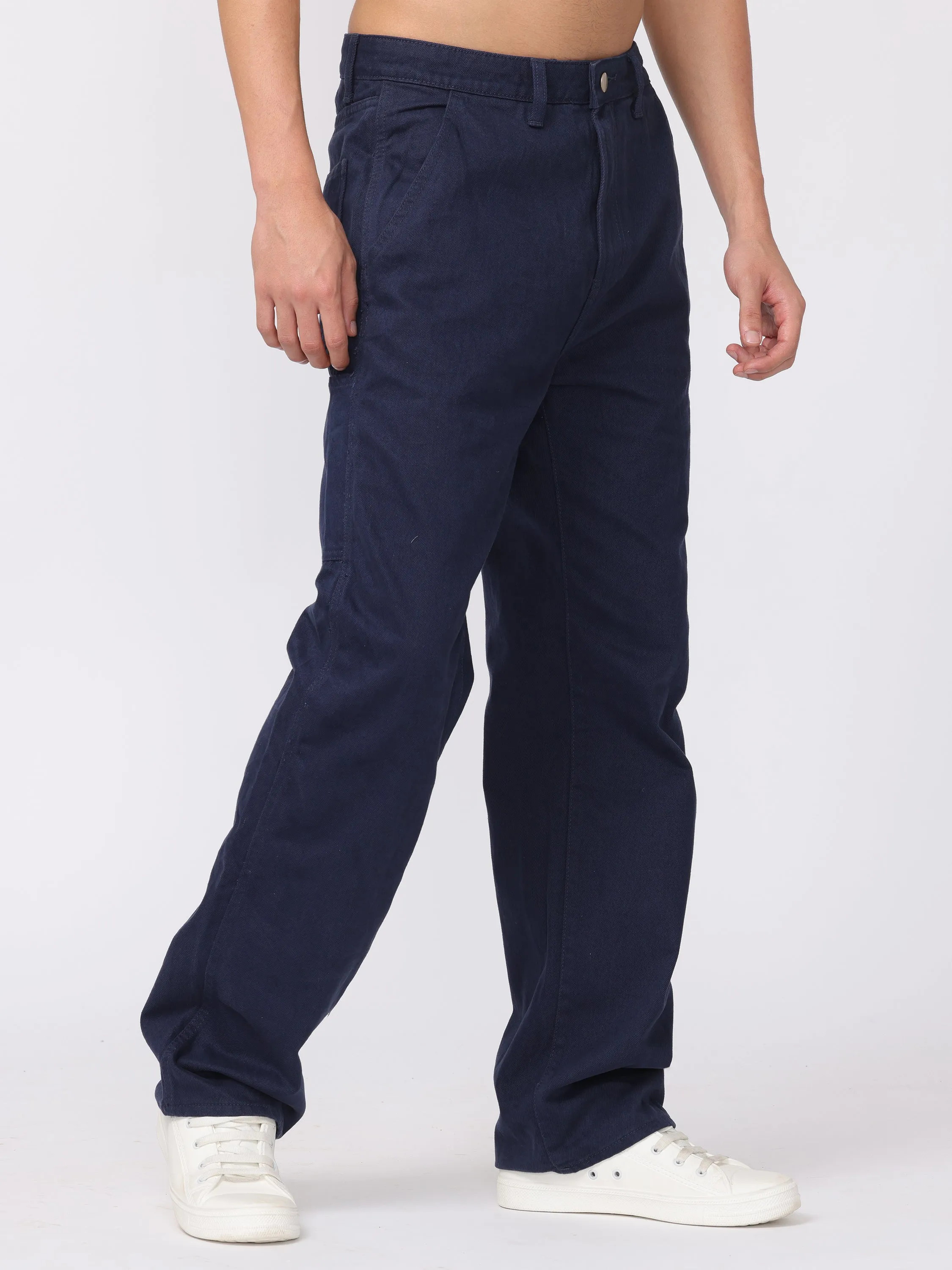 Men Blue Baggy Fit Carpenter Pants