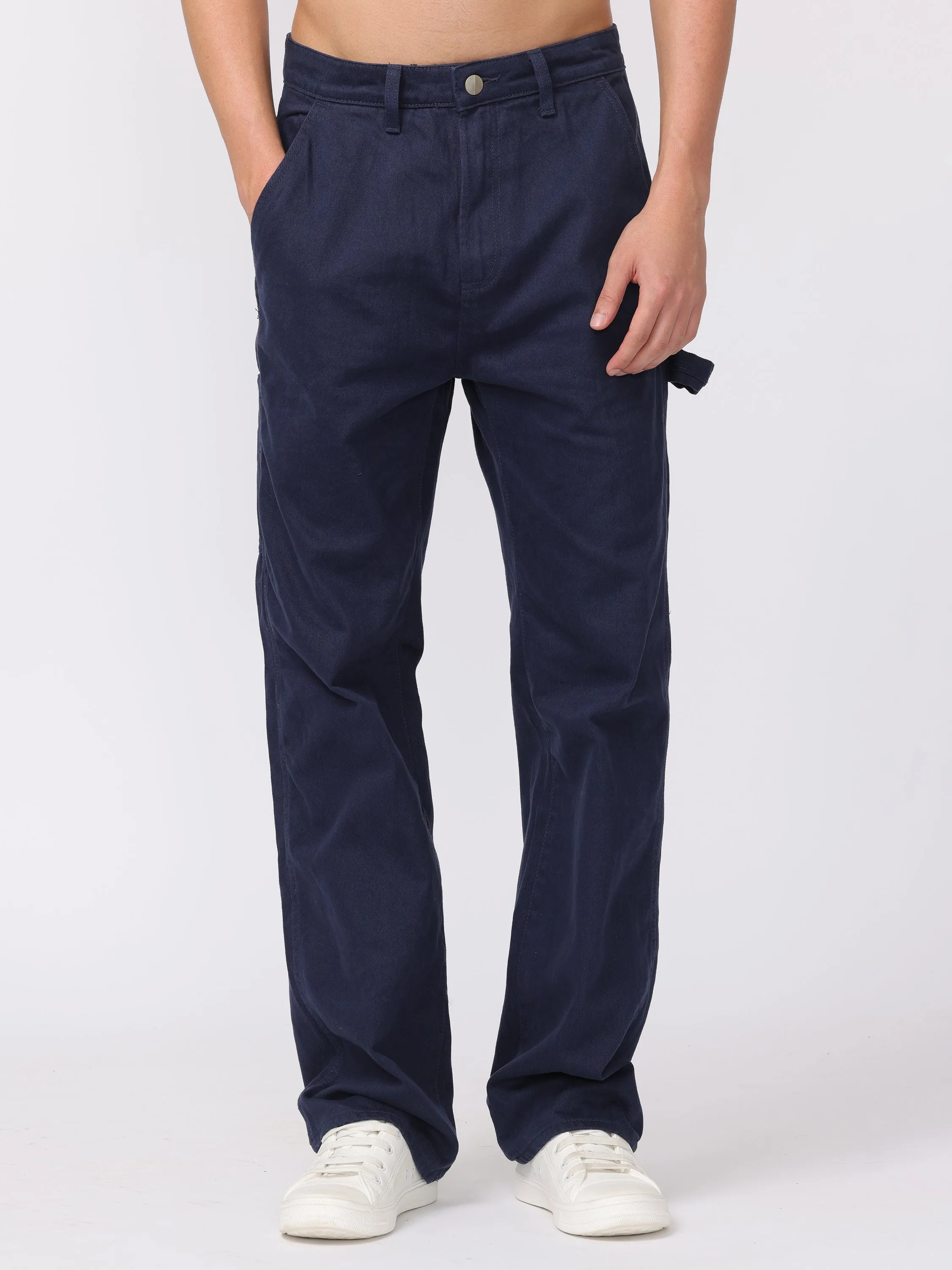 Men Blue Baggy Fit Carpenter Pants