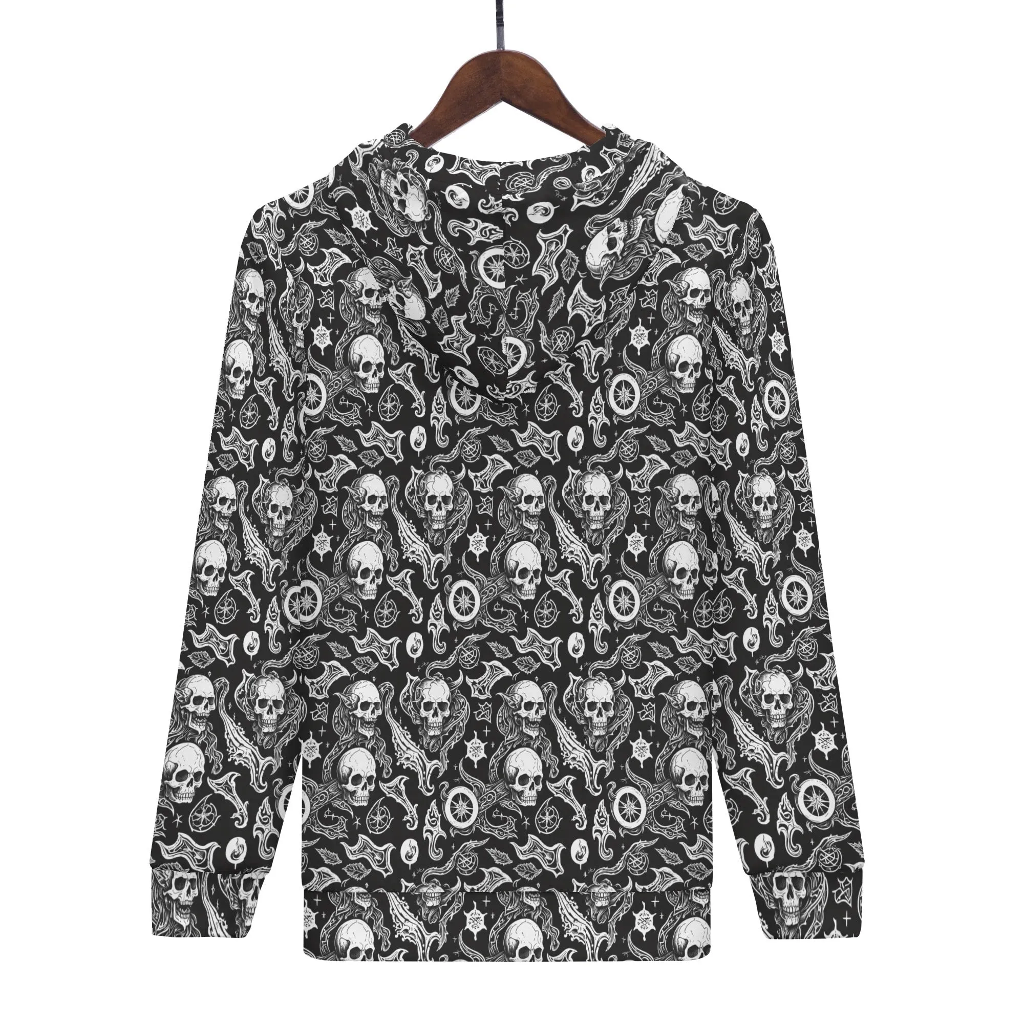 Mens Flying Skulls Classic Zip Up Hoodie Warm Jacket