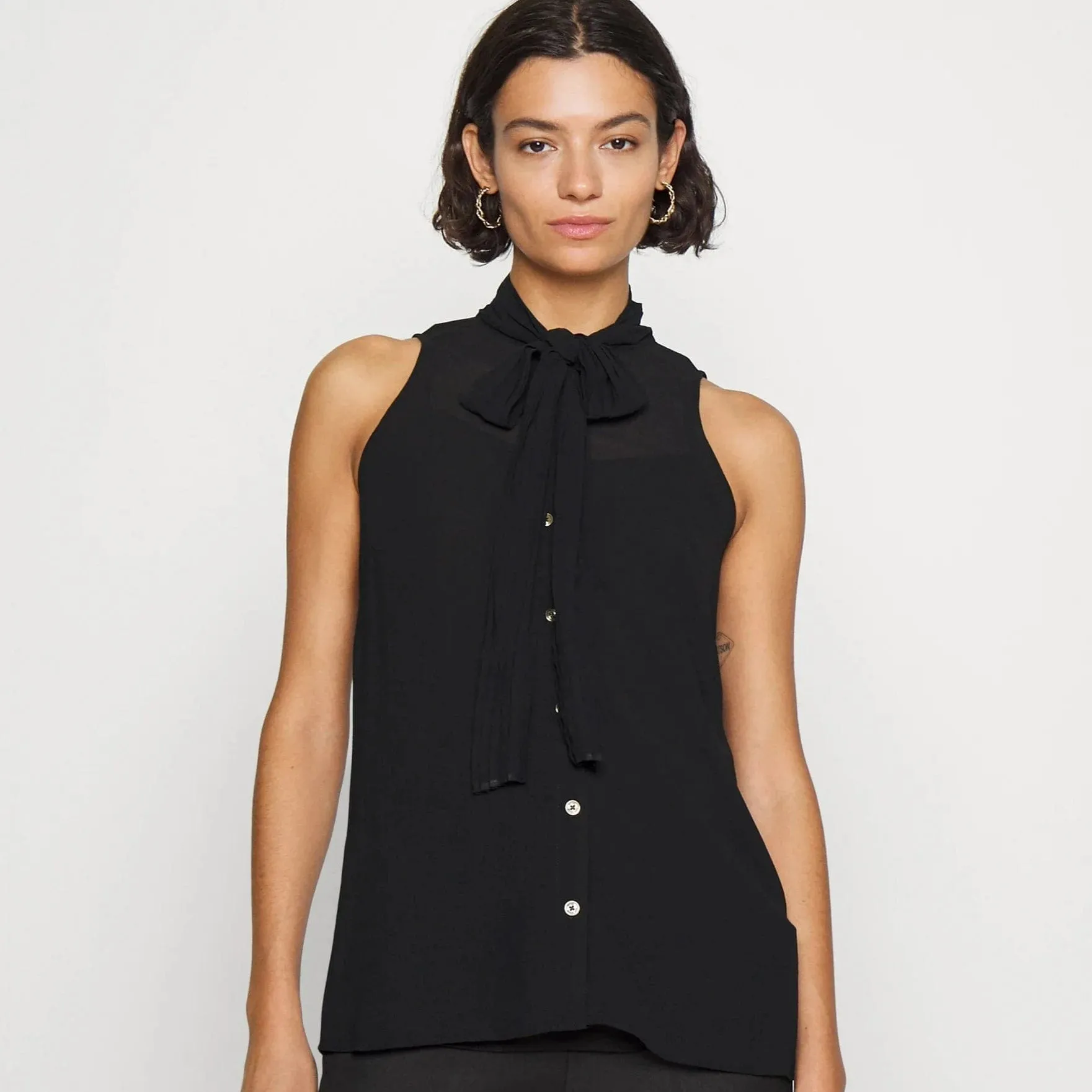 Michael Kors Bow Blouse Button Down, Black