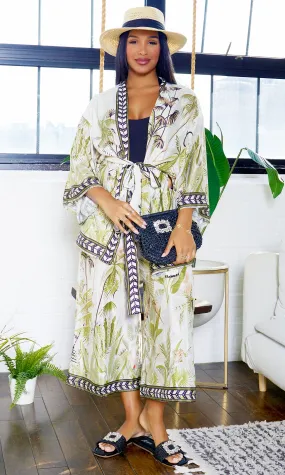 Oasis Printed Kimono Cover-Up Pants Set