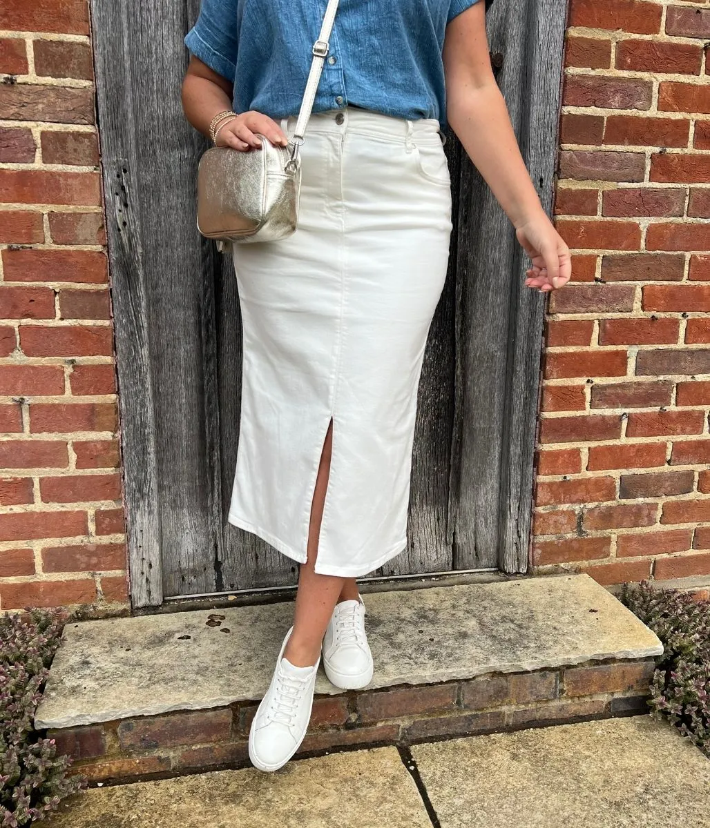 Off White Denim Midi Skirt