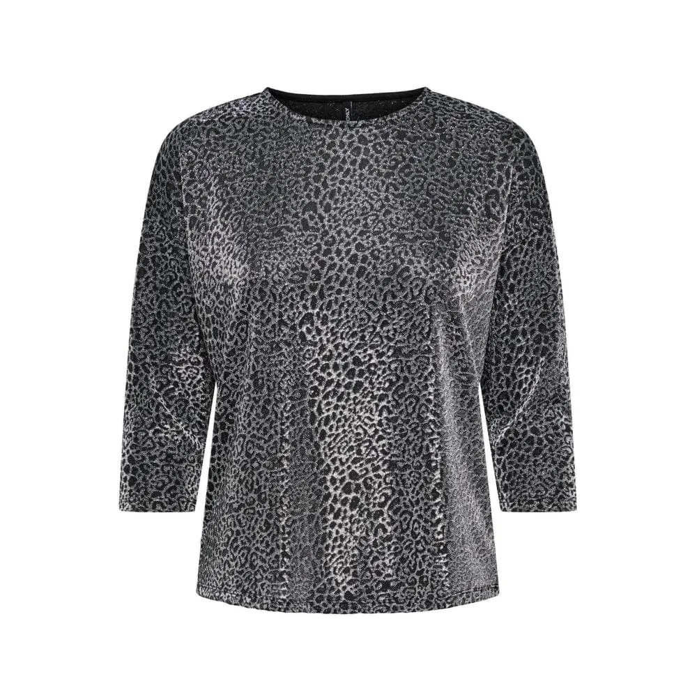 ONLY Onlqueen 3/4 Glitter Shiny Top in Silver