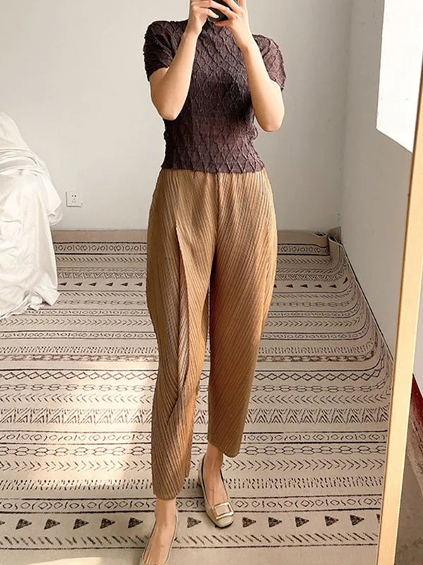 Pleated Solid Color Harem Pants Ninth Pants Ninth Pants