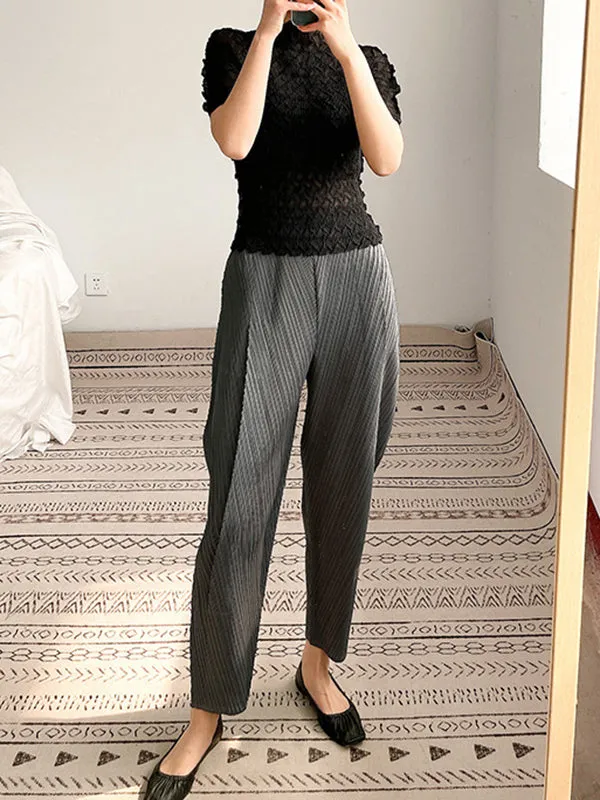 Pleated Solid Color Harem Pants Ninth Pants Ninth Pants