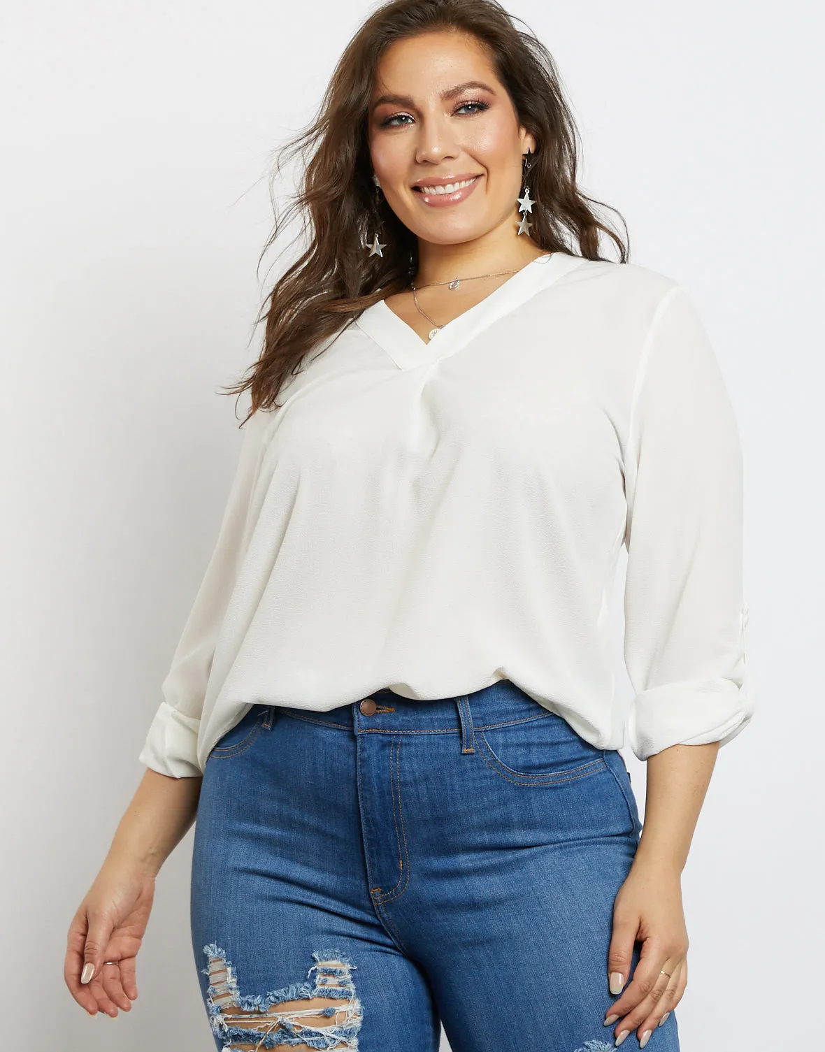 Plus Size Laid Back Chiffon Blouse