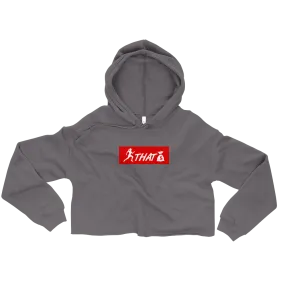 "W. Sup. Chase That bag" Storm Grey (Red logo) Crop Hoodie