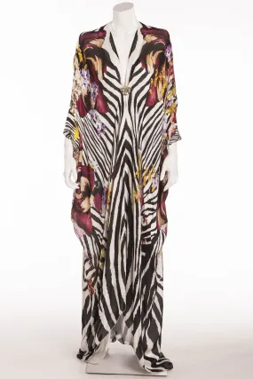 Roberto Cavalli - Zebra & Flowers Patterned Caftan Cutout Back