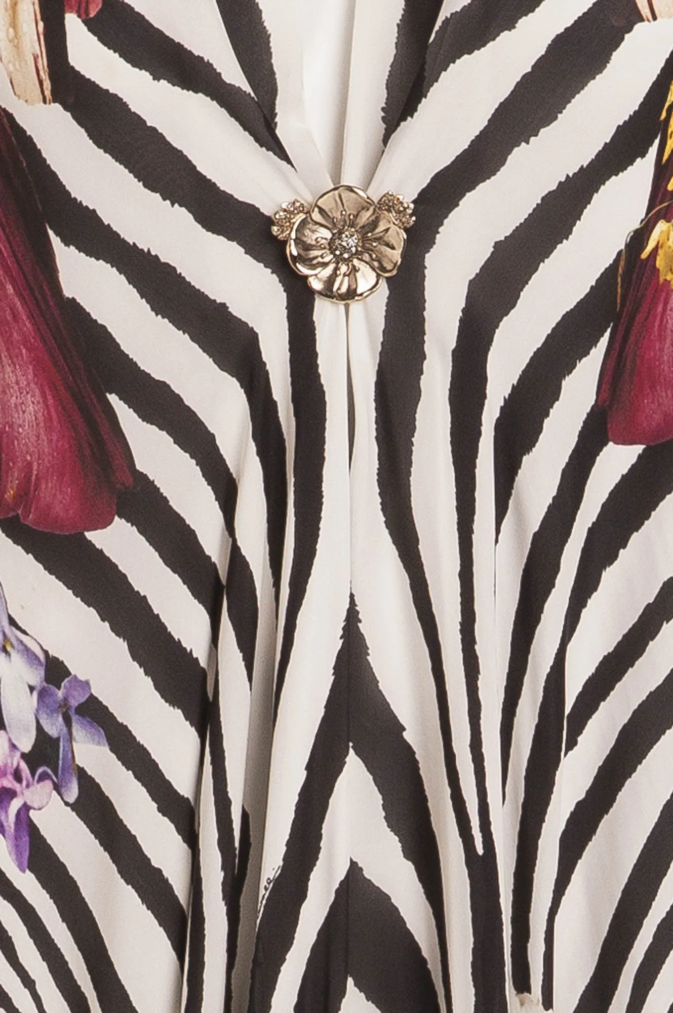 Roberto Cavalli - Zebra & Flowers Patterned Caftan Cutout Back