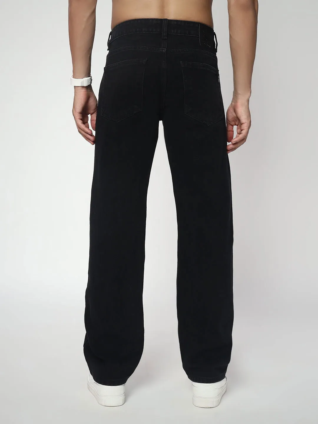 SAINTJONES-BLACK RELAXED FIT JEANS