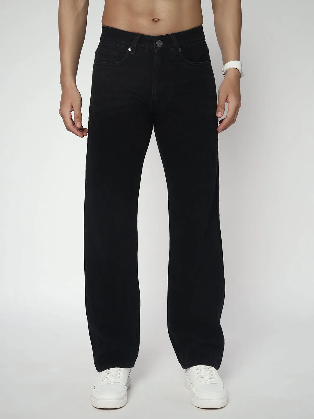 SAINTJONES-BLACK RELAXED FIT JEANS