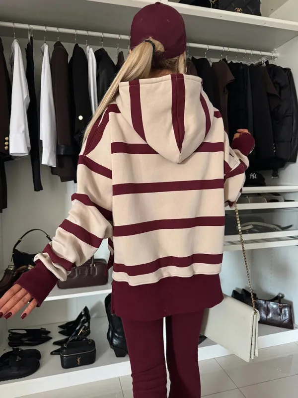 Sporty & Stylish Striped Hoodie & Leggings Combo