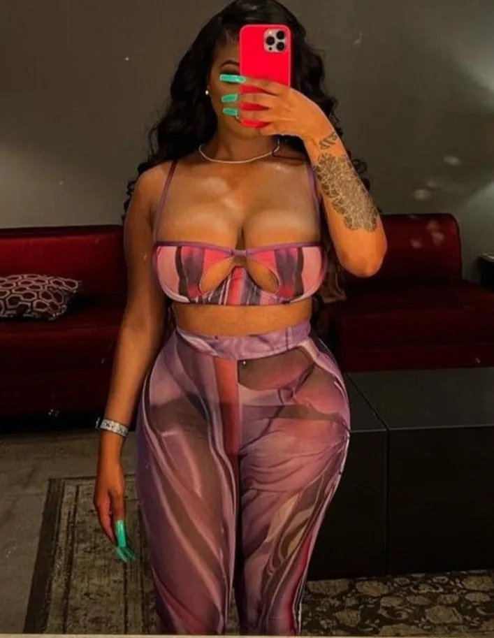 Two Piece  Women Sexy Mesh Set