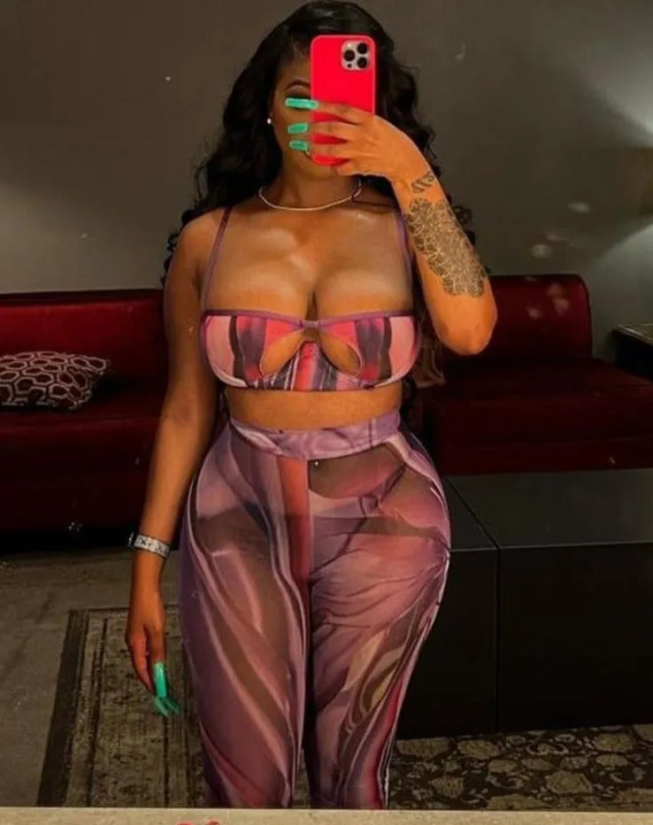 Two Piece  Women Sexy Mesh Set