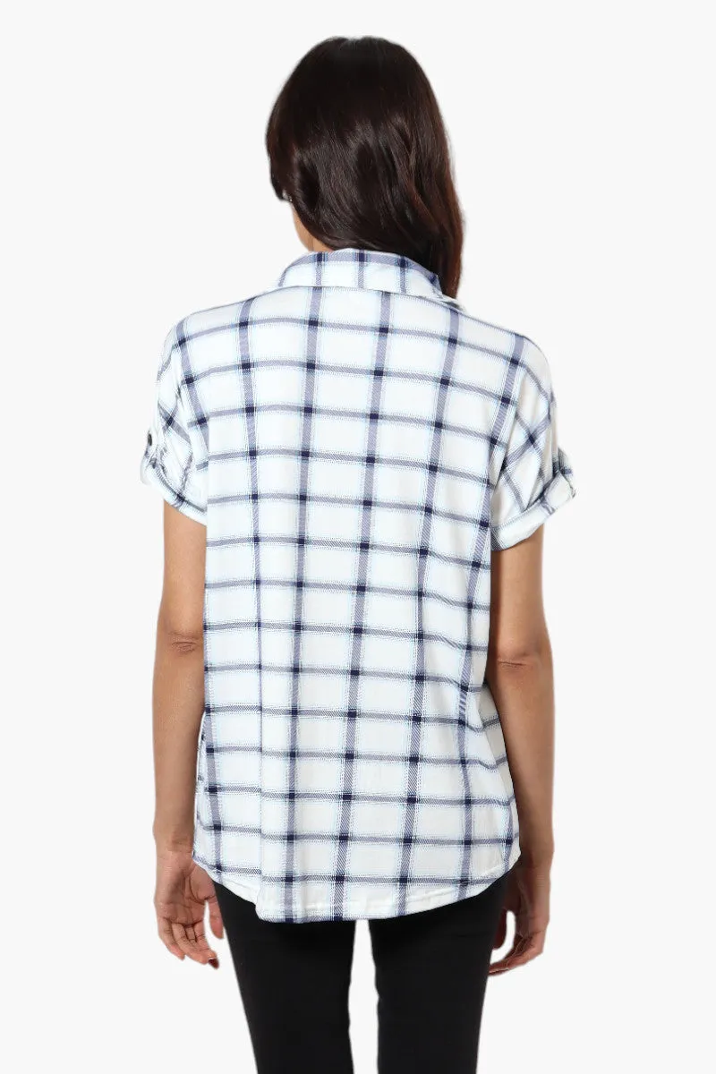 Urbanology Plaid Front Flap Pocket Shirt - White