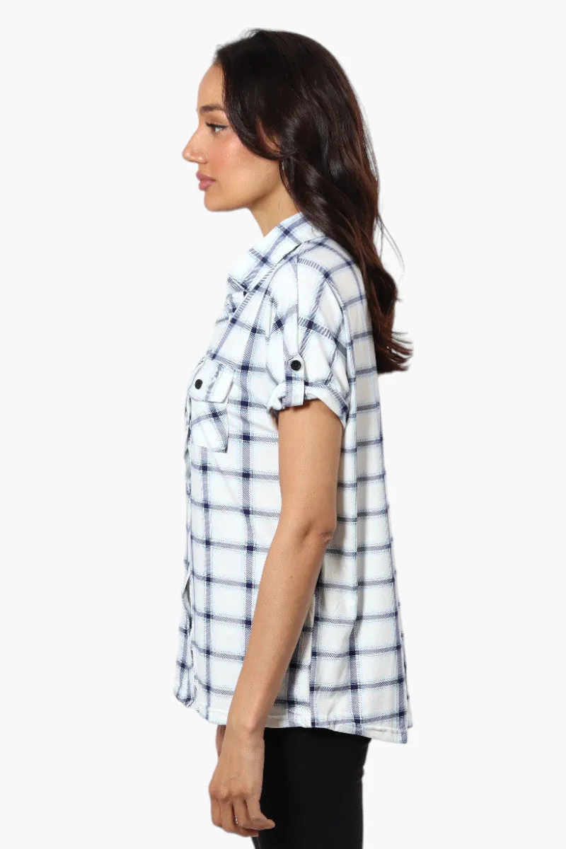 Urbanology Plaid Front Flap Pocket Shirt - White