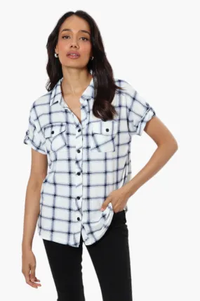 Urbanology Plaid Front Flap Pocket Shirt - White