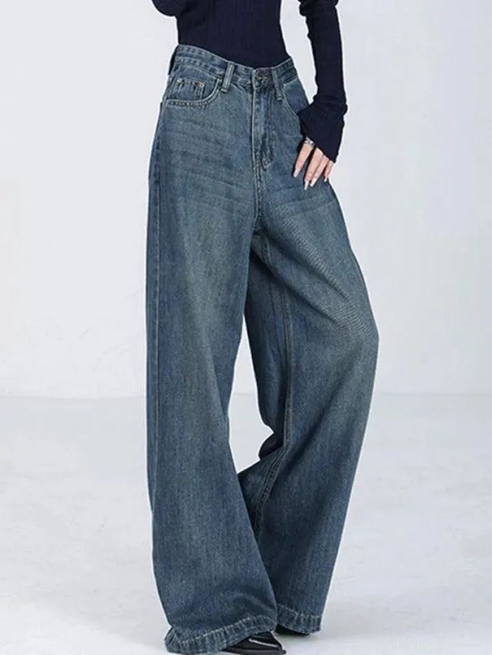 Versatile Vintage Blue High Rise Boyfriend Jeans