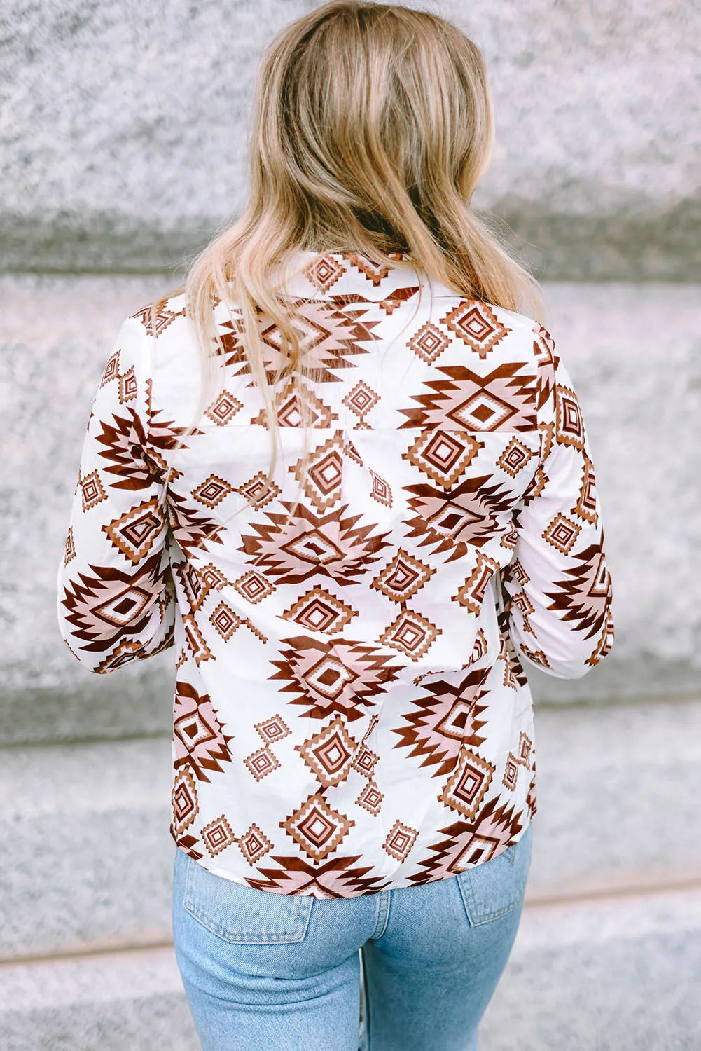 Western Aztec Pattern Flap Shirt