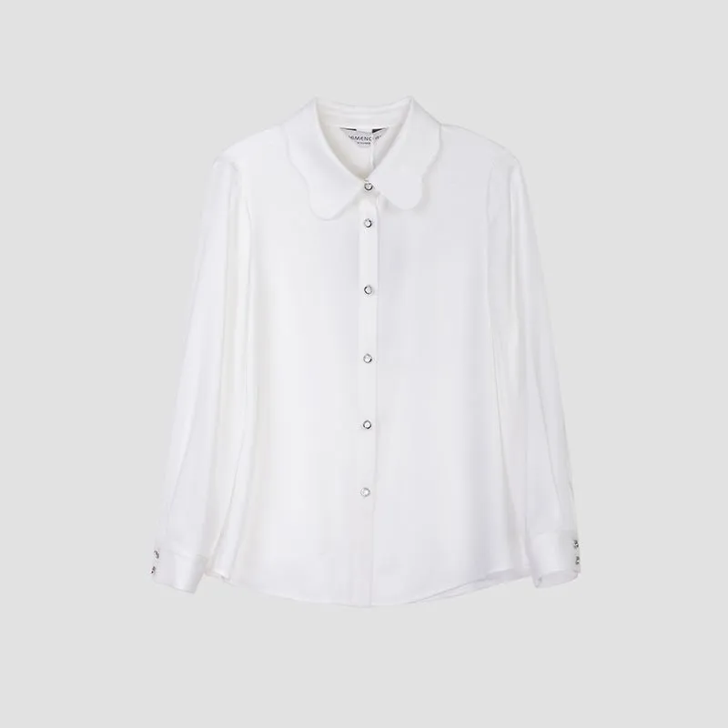 White Bow Tie Blouses Shirt