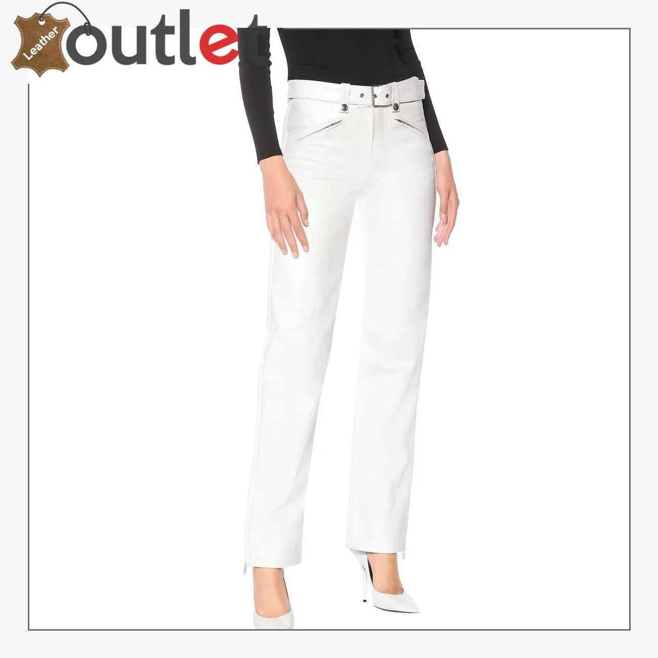 White Mens Stylish Leather Pants