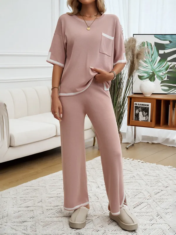 Women Laid-back Outfit Straight-leg pants with Top