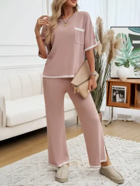 Women Laid-back Outfit Straight-leg pants with Top