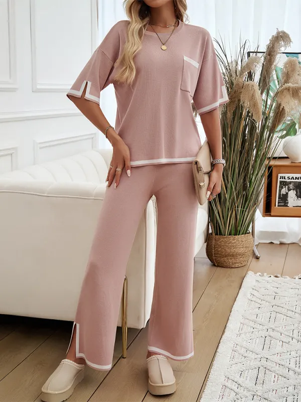 Women Laid-back Outfit Straight-leg pants with Top