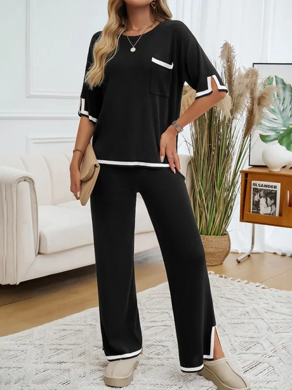 Women Laid-back Outfit Straight-leg pants with Top